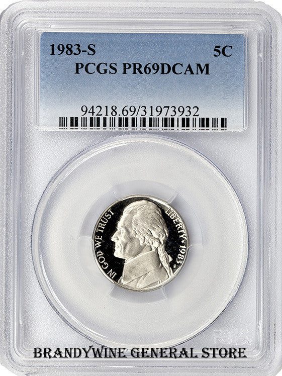 1983-S Jefferson Nickel certified PCGS Proof 69 Deep Cameo