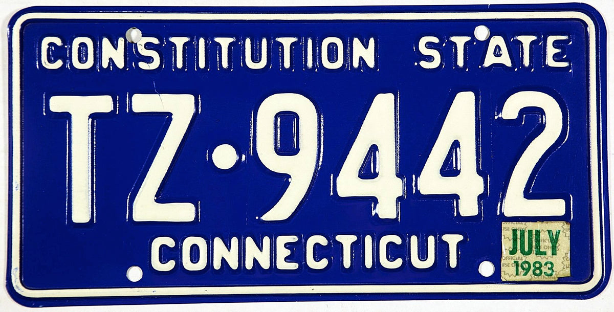 1983 Connecticut passenger car license plate in excellent plus condition