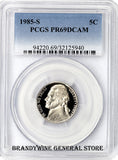 1985-S Jefferson Nickel certified PCGS Proof 69 Deep Cameo