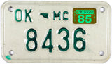 1985 Oklahoma Motorcycle License Plate