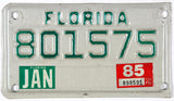 1985 Florida motorcycle license plate grading excellent minus
