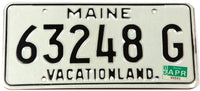 A classic 1985 Maine DMV car license plate in excellent condition