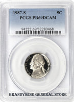 1987-S Jefferson Nickel certified PCGS Proof 69 Deep Cameo