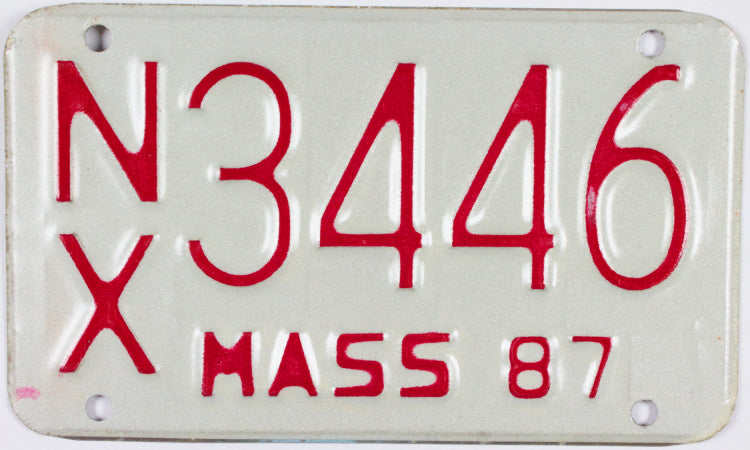 1987 Massachusetts Motorcycle License Plate