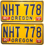 1988 Oregon License Plates grading excellent minus
