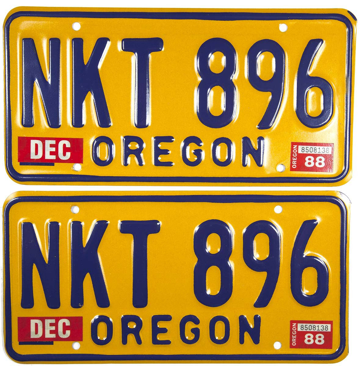 1988 Oregon License Plates grading near mint