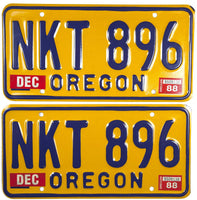 1988 Oregon License Plates grading near mint