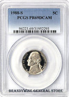 1988-S Jefferson Nickel certified PCGS Proof 69 Deep Cameo