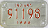 A New Old Stock 1988 Indiana Motorcycle License Plate in Very Good Plus Condition
