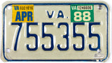 1988 Virginia Motorcycle License Plate