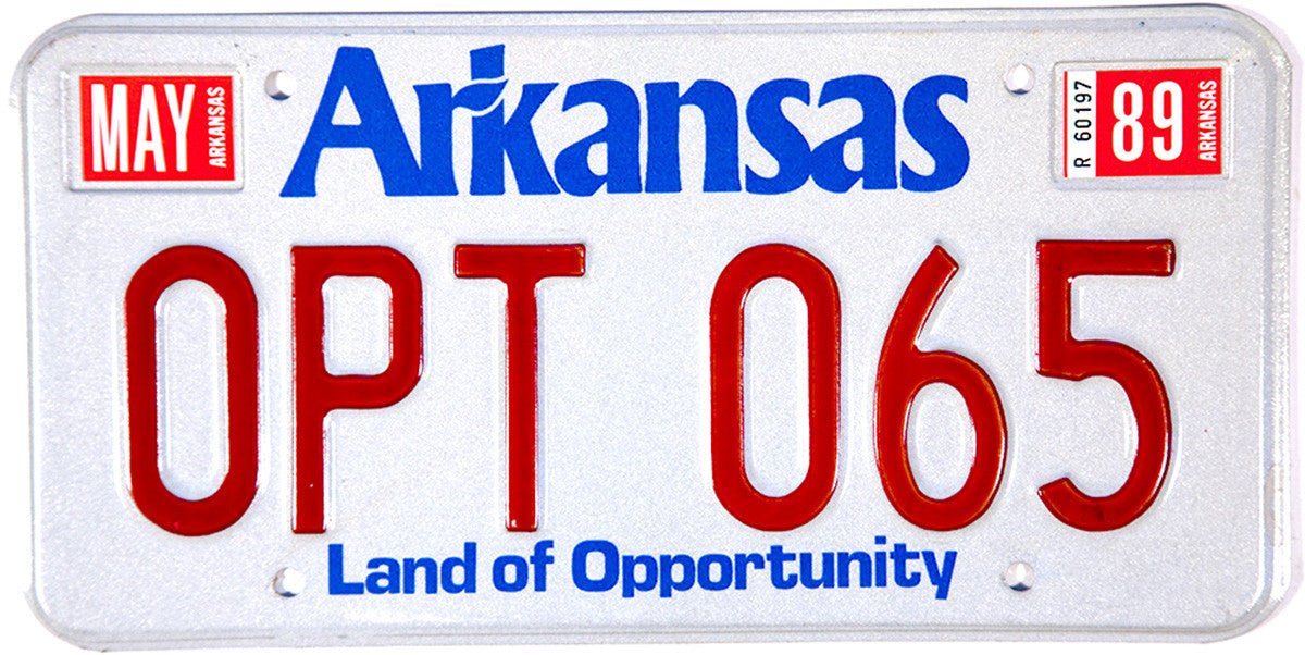 1989 Arkansas License Plate grading new old stock near mint