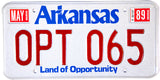 1989 Arkansas License Plate grading new old stock near mint