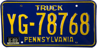 1989 Pennsylvania Truck License Plate grading near mint