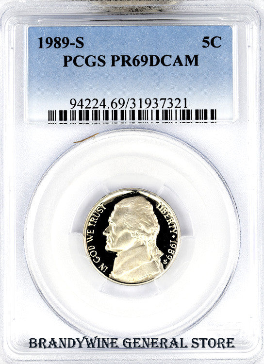1989-S Jefferson Nickel certified PCGS Proof 69 Deep Cameo