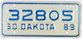 1989 South Dakota Motorcycle License Plate in excellent minus condition