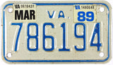 1989 Virginia Motorcycle License Plate