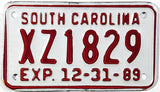 1989 South Carolina Motorcycle Dealer license plate in Excellent minus condition
