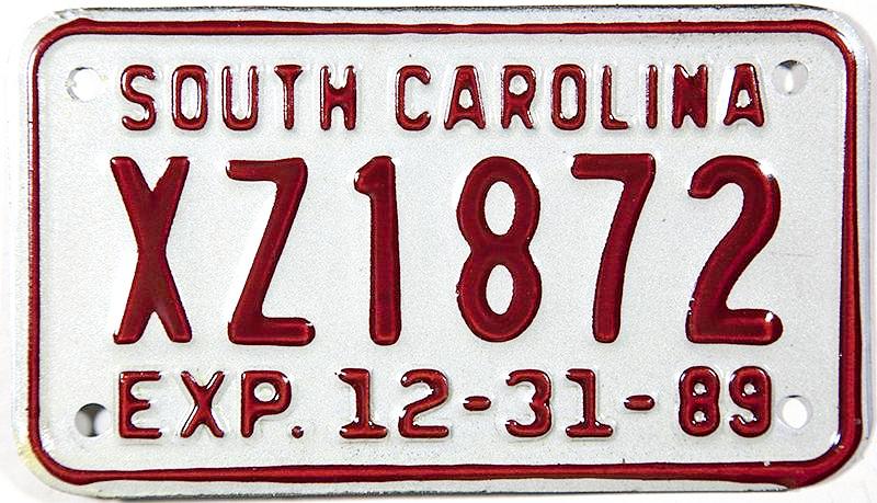 1989 South Carolina Motorcycle Dealer license plate in Excellent plus condition