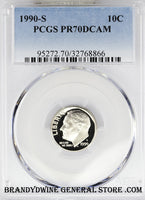 1990-S Roosevelt Dime certified by PCGS Proof 70 Deep Cameo