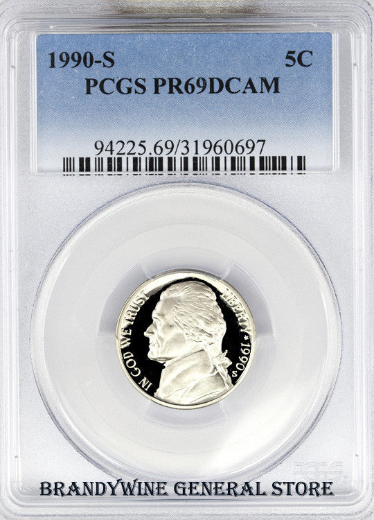 1990-S Jefferson Nickel certified PCGS Proof 69 Deep Cameo