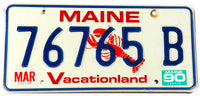 A scenic 1990 Maine Lobster automobile license plate in excellent minus condition