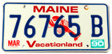 A scenic 1990 Maine Lobster automobile license plate in excellent minus condition