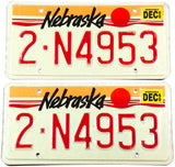 1990 Nebraska auto license plates from Lancaster County in very good plus condition
