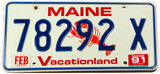 A scenic 1991 Maine Lobster automobile license plate in excellent minus condition