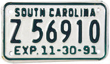 1991 South Carolina Motorcycle license plate in Near Mint condition