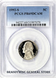 1992-S Jefferson Nickel certified PCGS Proof 69 Deep Cameo