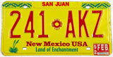 1992 New Mexico license plate from San Juan County in excellent minus condition