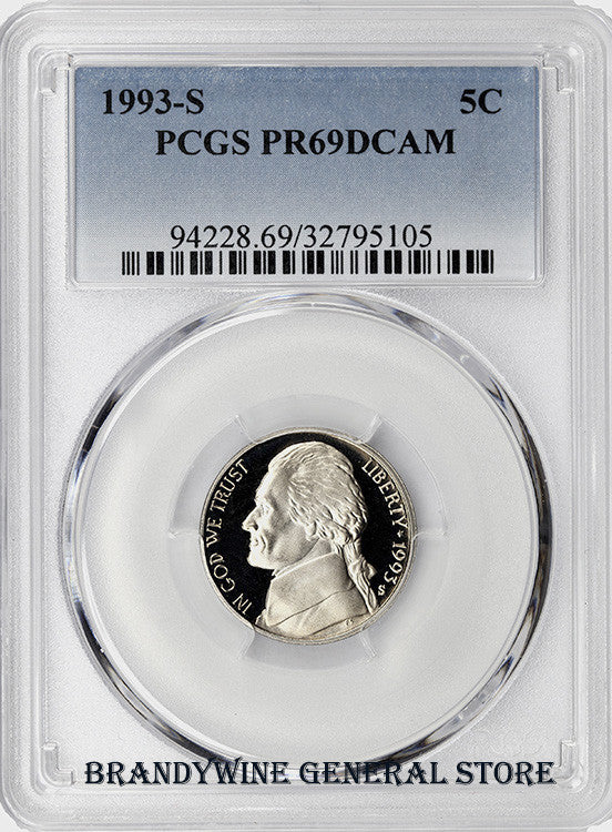1993-S Jefferson Nickel certified PCGS Proof 69 Deep Cameo