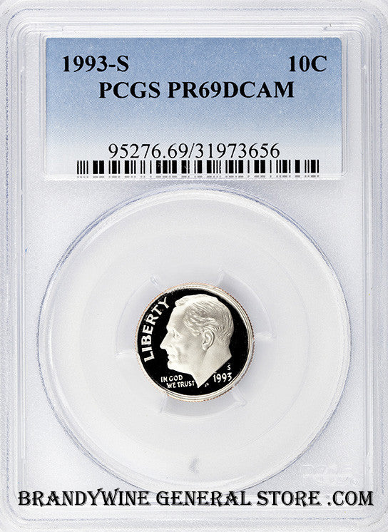1993-S Roosevelt Dime certified by PCGS Proof 69 Deep Cameo