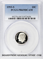 1993-S Roosevelt Dime certified by PCGS Proof 69 Deep Cameo