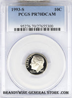 1993-S Roosevelt Dime certified by PCGS Proof 70 Deep Cameo