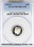 1993-S Roosevelt Dime certified by PCGS Proof 70 Deep Cameo