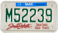 A new old stock 1993 South Dakota DMV Motorcycle License Plate