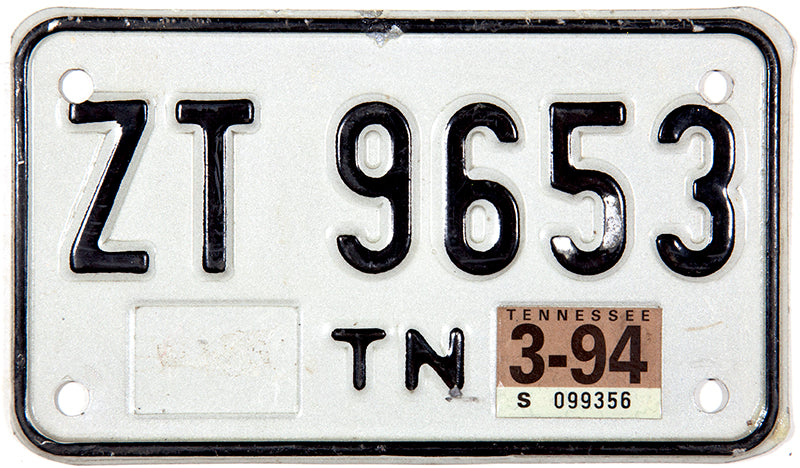 1994 Tennessee Motorcycle License Plate | Brandywine General