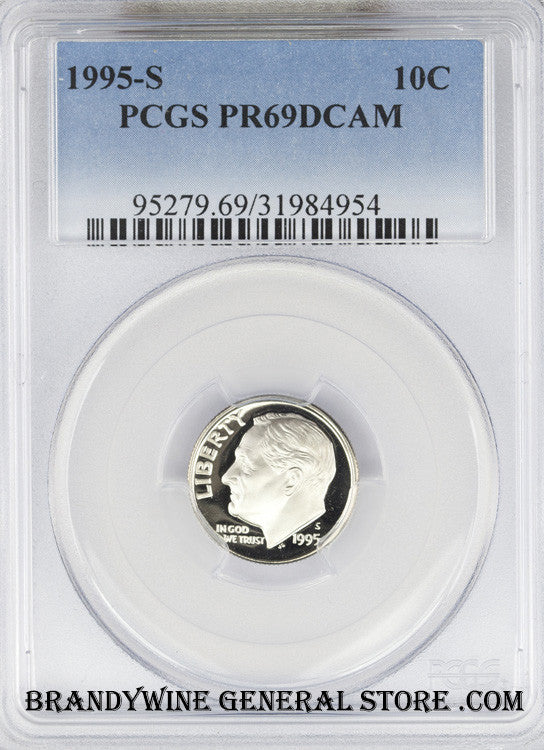 1995-S Roosevelt Dime certified by PCGS Proof 69 Deep Cameo