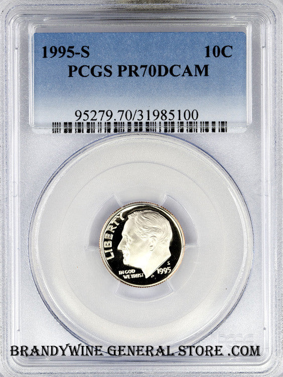 1995-S Roosevelt Dime certified by PCGS Proof 70 Deep Cameo