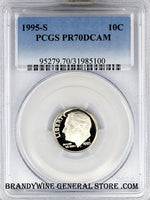 1995-S Roosevelt Dime certified by PCGS Proof 70 Deep Cameo