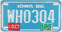 A 1995 Iowa Collectible Motorcycle License Plate grading excellent