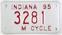 1995 Indiana Motorcycle License Plate in NOS excellent condition