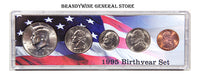 A 1995 Birth Year coin set which includes the Kennedy Half Dollar, Washington Quarter, Roosevelt Dime, Jefferson Nickel and Lincoln Cent for sale by Brandywine General Store