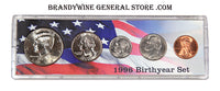 A 1996 Birth Year coin set which includes the Kennedy Half Dollar, Washington Quarter, Roosevelt Dime, Jefferson Nickel and Lincoln Cent for sale by Brandywine General Store