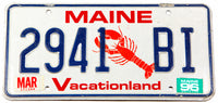 A scenic 1996 Maine Lobster automobile license plate in excellent minus condition