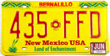 1996 New Mexico car license plate from Bernalillo County in excellent minus condition