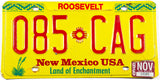 1996 New Mexico car license plate from Roosevelt County in excellent minus condition