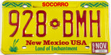 1996 New Mexico car license plate from Socorro County in excellent minus condition