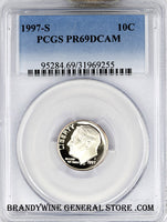 1997-S Roosevelt Dime certified by PCGS Proof 69 Deep Cameo